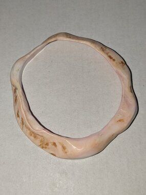 Pink Conch Shell Carved Bangle Bracelet